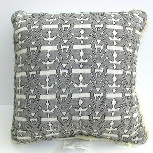 Nate Berkus Yarn Dyed Fringe Trim Decorative Toss Pillow - Ivory Black